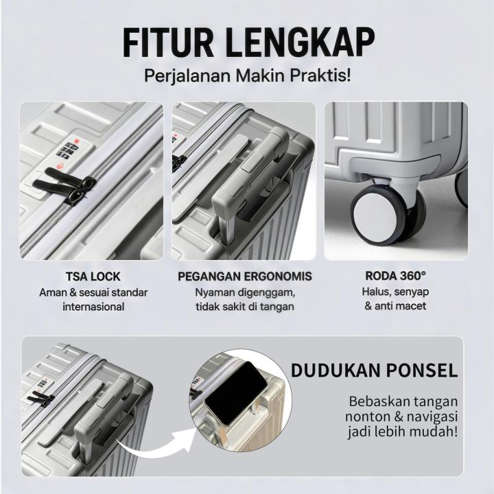 TUTTOO Koper PP01 20/25/30 Inci PC+PU Ringan dan Berkapasitas Besar
