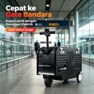 TUTTOO Koper Skuter Listrik TO02 20 Inci, Warna Hitam dan Perak